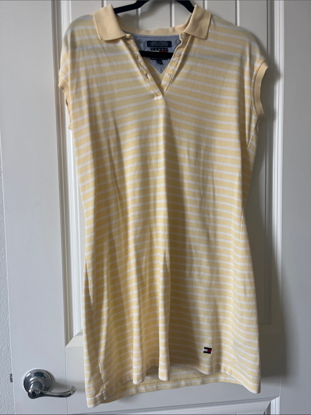 Tommy Hilfiger Pale Yellow and White Striped Polo Dress